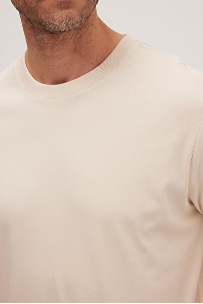 Tudors Unisex Relax Fit Άνετη εφαρμογή 100% βαμβακερή μαλακή υφή Ελαφρύ χοντρό μπεζ μπλουζάκι με λαιμόκοψη