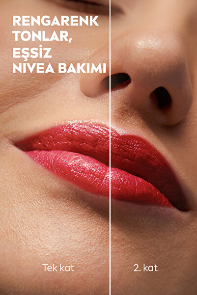 NIVEA Kırmızı Renkli Nemlendirici Dudak Bakım Kremi 4.8gr, SPF30,Allık Etkisi, Dudak Ve Yanak, E Vitamini