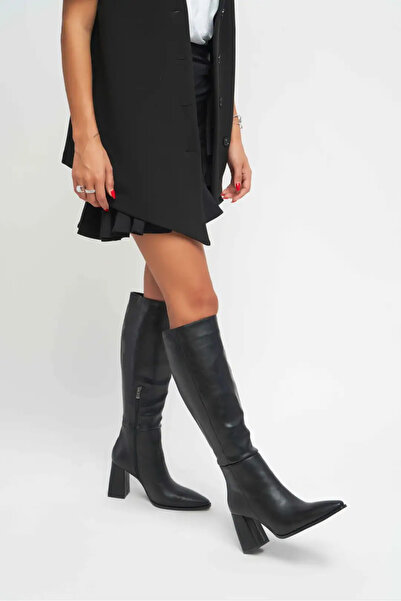 NİŞANTAŞI SHOES Cizme de damă cu toc Jules negru mat cu fermoar