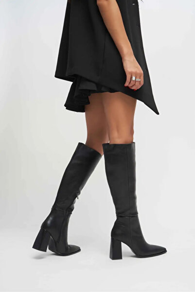 NİŞANTAŞI SHOES Cizme de damă cu toc Jules negru mat cu fermoar