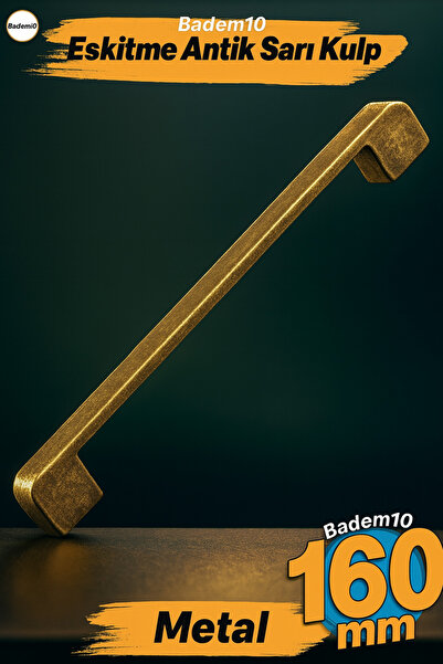Badem10 Radus Antik Sarı Metal Kulp 160 Mm -16 Cm Mobilya Mutfak Çekmece Dola...