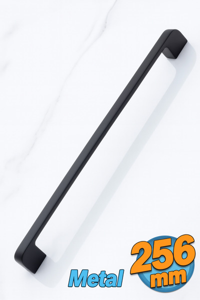 Badem10 Mâner Radus din metal negru 256 mm - 25,6 cm Mobilier Bucătărie Sertar Dulap Mânere dulap Mâner