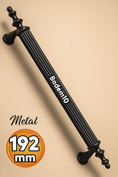 Badem10 Ovacık (192 MM - 19.2 CM) Metal Mat Siyah Mobilya Mutfak Çekmece Dolap Dolabı Kulpu Kulbu Kulpları