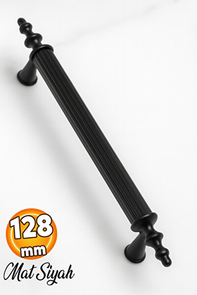 Badem10 Ovacık (128 MM - 12.8 CM) Mat Siyah Mobilya Mutfak Çekmece Dolap Dola...