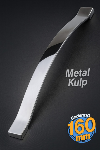 Badem10 Akasya Metal Gümüş Kulp (160 MM - 16 CM) Mobilya Çekmece Mutfak Dolap...