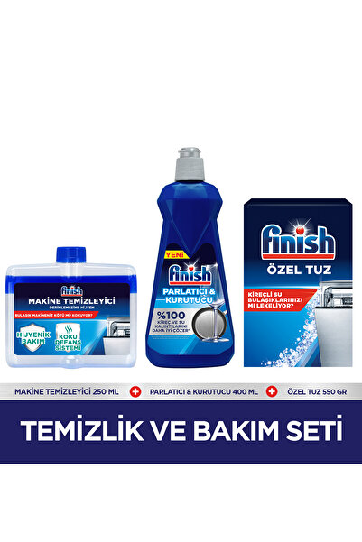 Finish Temizlik ve Bakım Seti (Parlatıcı 400 ml + Makine Temizleyici Sıvı 250 ml + Tuz 550 g)