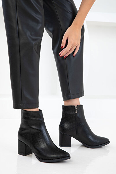 SOHO Siyah Kroko Kadın Bot & Bootie 16560