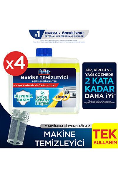 Finish Bulaşık Makine Temizleyici Sıvı Limon 4x250 ml