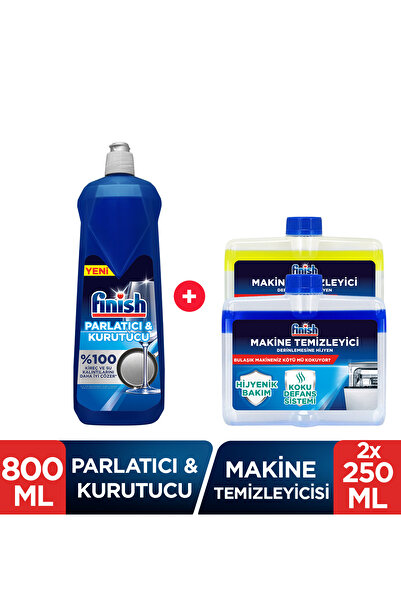 Finish Bulaşık Makinesi Parlatıcı 800 ml + Makine Temizleyici Sıvı 2 x 250 ml