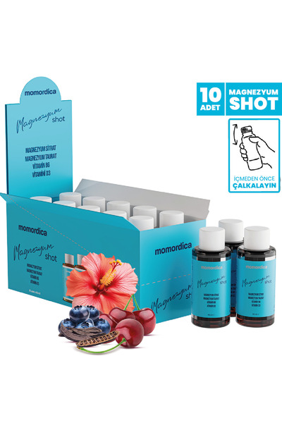 MOMORDİCA Magnezyum Shot (Sitrat, Taurat, B6 Vitamini, D3 Vitamini) - 10 Adet