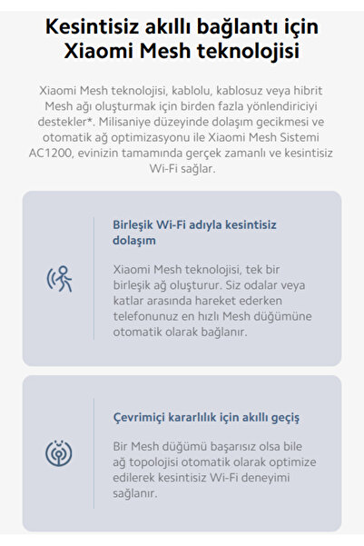 Xiaomi Mesh System AC1200 (2'li Paket) Gigabit Tüm Ev Mesh Menzil Genişletici (Xiaomi Türkiye Garantili)