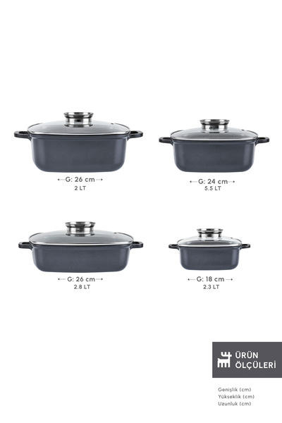 Karaca Biodiamond Soneva Induction Base 8 Piece Cookware Set Black