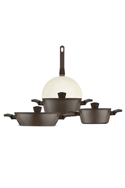 Jumbo Swiss Crystal Brown 7-Piece Induction Base Cookware Set