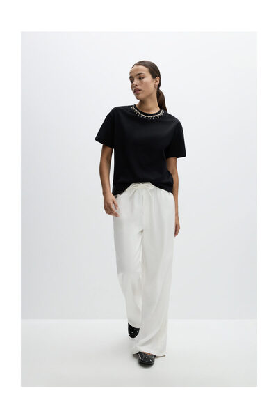 LEFTIES Γυναικείο μπλουζάκι με κολάρο με κοσμήματα