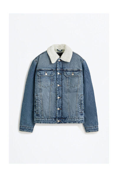 LEFTIES Ανδρικό τζιν με επένδυση από ψεύτικο δέρμα προβάτου