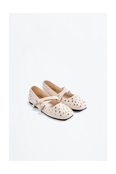 LEFTIES Double Strap Studded Ballet Flats