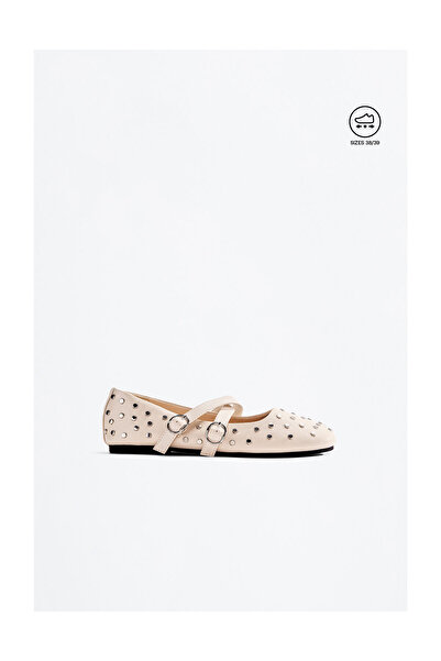 LEFTIES Double Strap Studded Ballet Flats