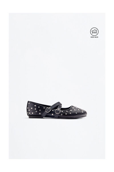 LEFTIES Dupla pántos, szegecses balerina cipő