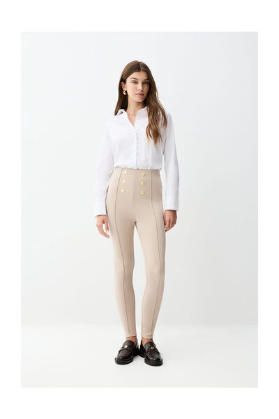 LEFTIES Damen-Leggings mit Metallknöpfen