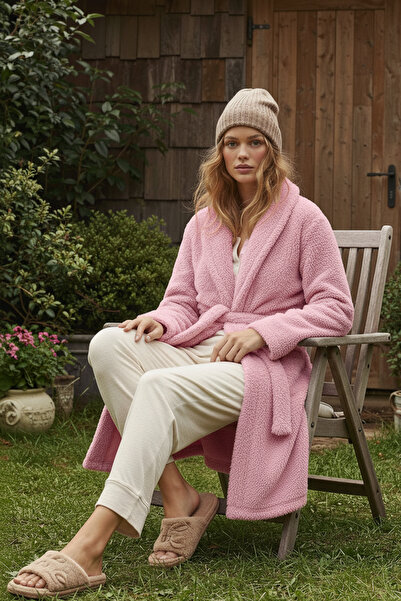 Trendyol Collection Rózsaszín öves Wellsoft téli kötött pongyola THMAW23SB00000
