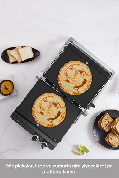 HOMEND Grilliant 1342h 3 In 1 Inox Gövde Çift Taraflı Xl Döküm Plaka Tost Ve Izgara Makinesi