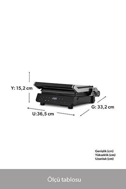 HOMEND Grilliant 1343h Cam Yüzeyli, 5 Hazır Programlı, Döküm Plakalı, Ledli Konuşan Tost ve Izgara Makinesi