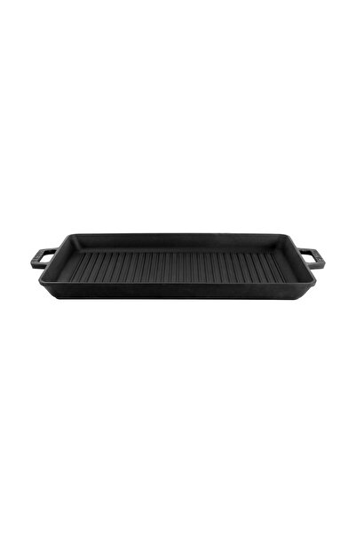 Lava Cast Rectangular Grill Pan Cast Iron Solid Double Handle Size 26x45cm