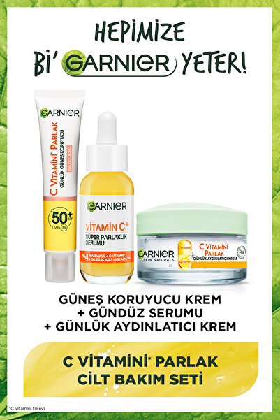 Garnier Parlak Güneş Yüz Kremi Işıltılı Doku+C Vitamin Serum (Niasinamid+Salisilik Asit) + Aydınlatıcı Krem