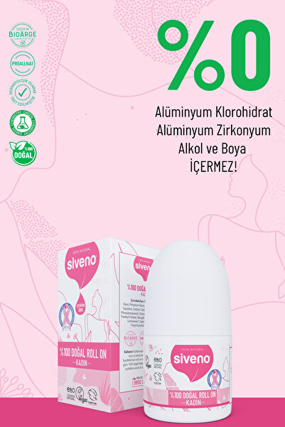 Siveno %100 Doğal Roll On Kadın Deodorant Ter Kokusu Önleyici Bitkisel Leke Bırakmayan Vegan 50 ml