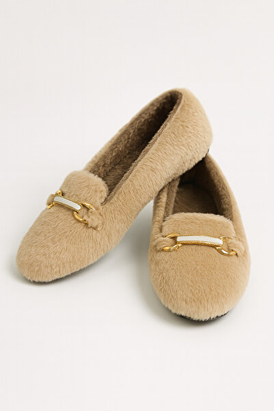 Beyond Women's Beige Plush Ballerinas Byndvt01