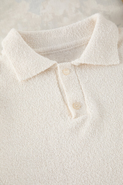 Trendyol Collection Polo Neck Ecru Knitwear Sweater - Textured, Tmnaw25Kz00078