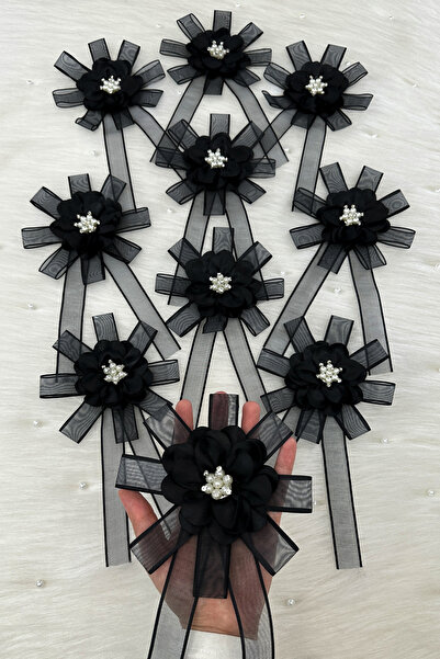 ZEYMERADE زينة عربة الزفاف السوداء مع بروش، زينة للعروسين، زينة للعروس، زينة ...