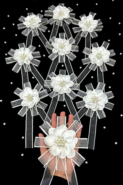 ZEYMERADE زينة عربة الزفاف البيضاء مع بروش، هدية للعروس والعريس، زينة للخطوبة...