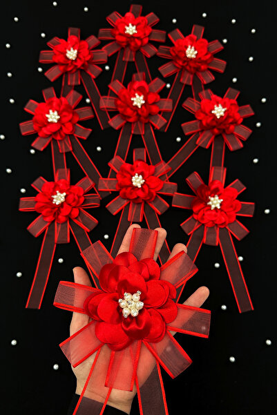 ZEYMERADE زينة عربة الزفاف الحمراء مع بروش، هدية للعروس والعريس، زينة لحفل ال...