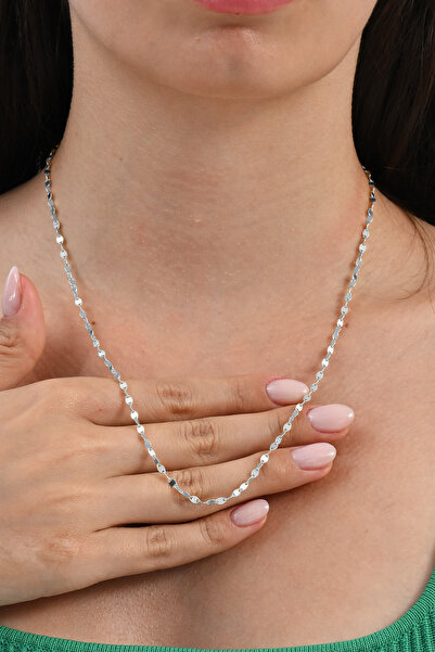 Söğütlü Silver Gümüş 55 Cm Rose Mekik Pullu Kolye