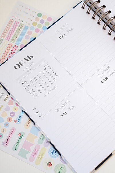 Matt Notebook 2026 Yılı Haftalık Kare Ajanda - 12 Aylık