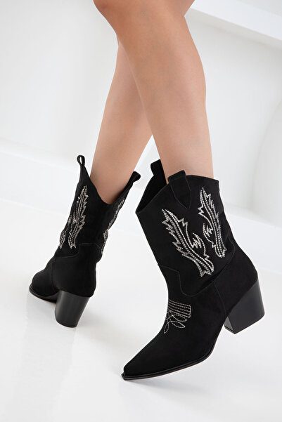 SOHO Μαύρες σουέτ γυναικείες μπότες & μποτάκια 20985