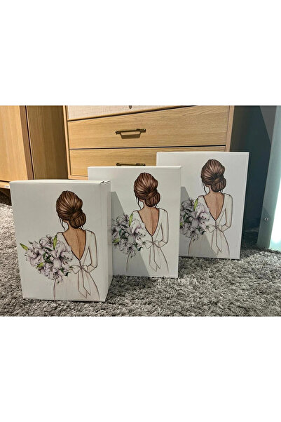 CREARTHOME Gelin Bohçası -Gelin-Çeyiz Kutusu- Hediye Seti-Hediye Kutusu 3'lü ...