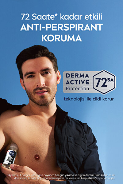 NIVEA MEN Erkek Roll-on Deodorant Black&White Invisible Original 25ml,72 Saat Anti-perspirant Ter Koruması