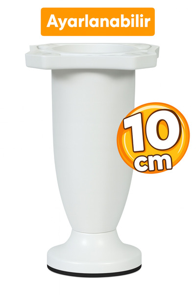 Badem10 Ayarlanabilir Dolap Mobilya Koltuk Kanepe Sehpa Ayağı 10 Cm Plastik Beyaz Ayakları