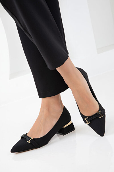 SOHO Pantofi clasici cu toc pentru femei din satin negru mat 20988