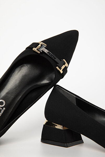 SOHO Pantofi clasici cu toc pentru femei din satin negru mat 20988