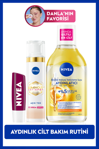 NIVEA Luminous630 CC Yüz Kremi 40ml, Aydınlatıcı Micellar Makyaj Temizleme Su...