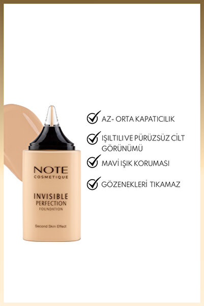 NOTE Invisible Perfection Foundation Hafif Yapılı Doğal Bitişli Fondöten - 130 Nude Bisque