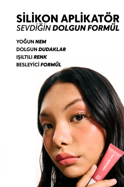 Cream Co. Nemlendirici Parlatıcı 3in1 Lip Balm | Dudak Bakım | Cupcake Rose Gülkurusu Hyaluronik Asit Seramid