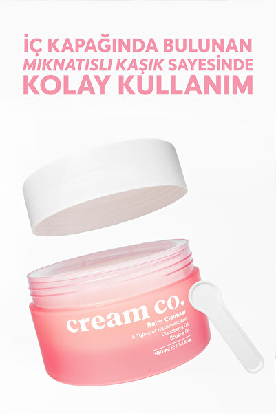 Cream Co. Yağ Bazlı Balm Yüz Makyaj Temizleyici | Aydınlatıcı Nemlendirici | Hyaluronik Asit | 100 ML