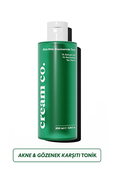 Cream Co. Akne Karşıtı Gözenek Sıkılaştırıcı BHA PHA Niacinamide Tonik | Arındırıcı | Glikolik Asit | 200ML