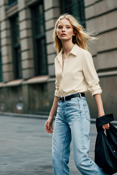 Trendyol Collection Πουκάμισο από συνθετικό δέρμα εκρού κανονικής εφαρμογής TWOAW26GO00028