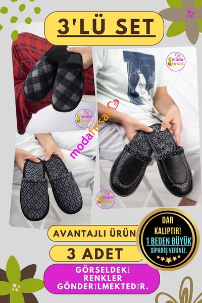 Modafırsat 3-пакет чоловічих капців Повсякденні домашні капці Гостьовий набір капців Набір капців для нареченого