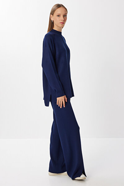 Happiness İstanbul Kadın Lacivert Şık Triko Kazak Pantolon Takım MU00012